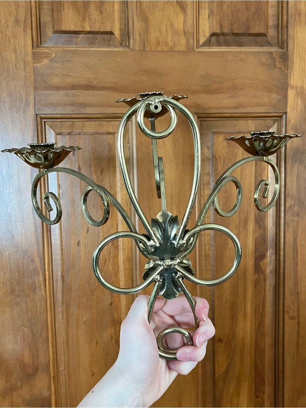 Classic Brass Three-Arm Candleholder Wall Sconce